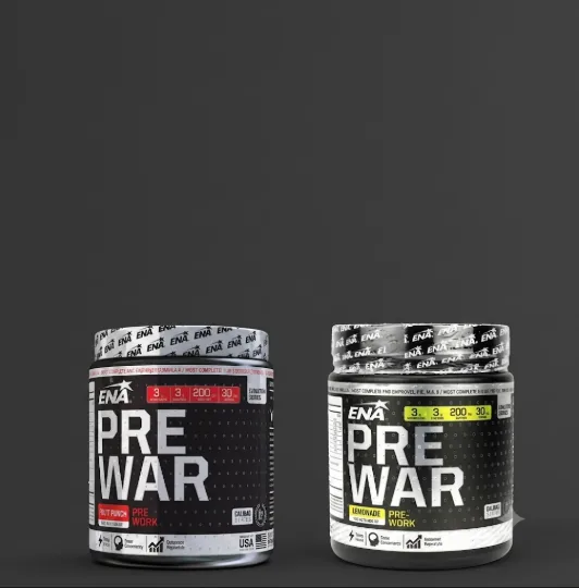 Pre-entreno ENA Pre War sabores Fruit Punch y Lemonade